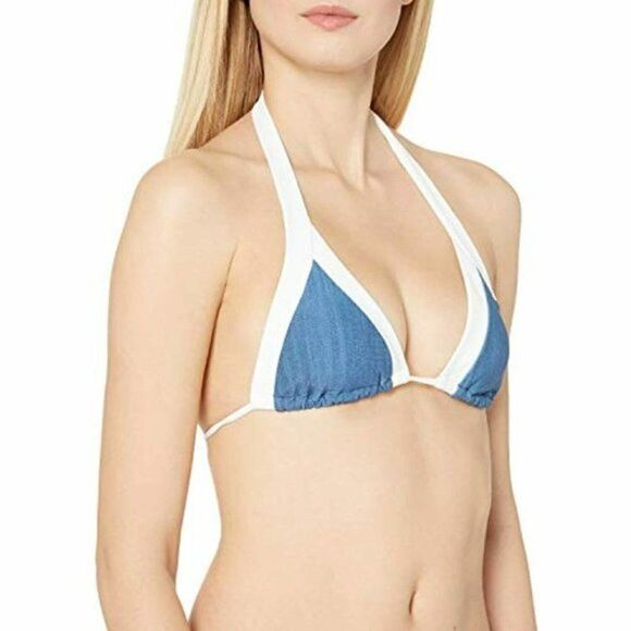 Seafolly Blue Wide Strap Triangle Bikini Top Swimwear‎ - Picture 1 of 6